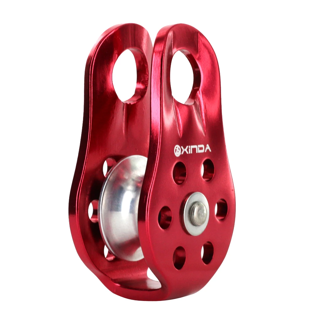 20KN Rock Climbing Arborist Tree Climb Rope Fixed Type Pulley Equipment - Purple / Orange