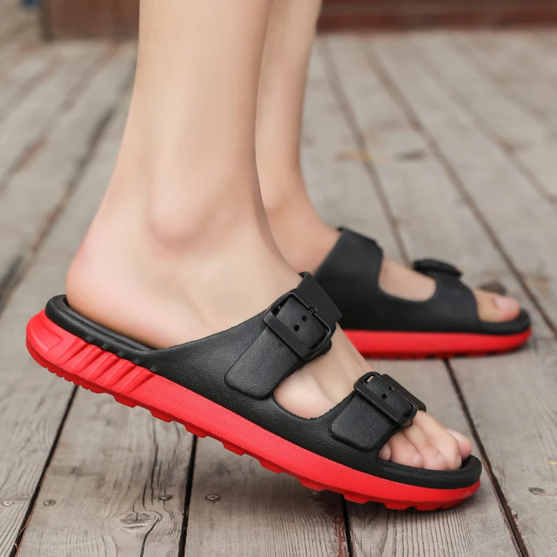 

2019 Men's Slippers Women Message Devil Men Shoes Eyes Flip Flops Cartoon Male Sandals Two Different Soles Summer Couples Man