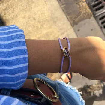 3 metal buckle ribbon lace up chain multicolor adjustable Rope bracelet