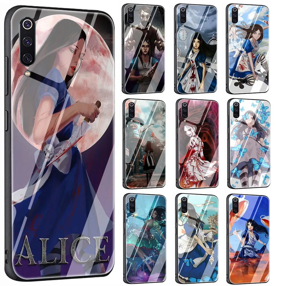 Alice Madness Returns девочек закаленное Стекло чехол для Xiaomi 8 Lite A1 A2 9 Redmi Note 5 6 7 Pro 6A 4X F1