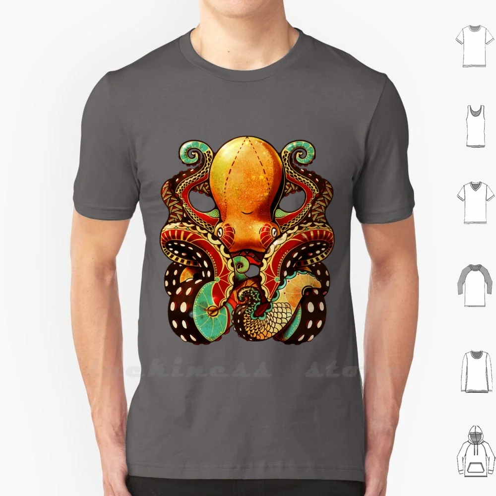 The Octopus T Shirt Big Size Kraken Octopus Sea Ocean Tentacolo Subacqueo Sea Life Zentacolo Squid Ornament Vintage Tattoo