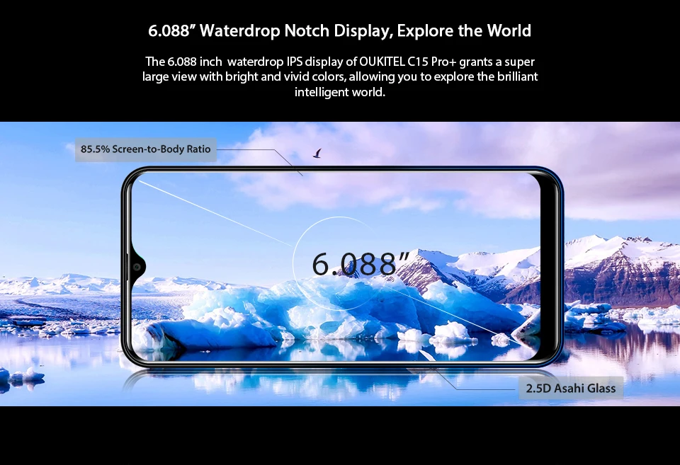 OUKITEL 3GB RAM 32GB ROM Smartphone C15 Pro 6.088'' Android 9.0 Pie MT6761 Waterdrop Fingerprint Face ID 5G WiFi Mobile Phone