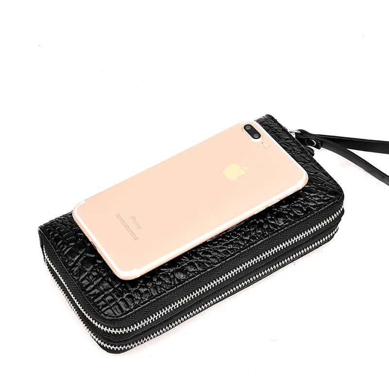 

New Style Crocodile Pattern Men Clutch Bag Double Zipper Large-Volume Business Casual Clutch Bag Support