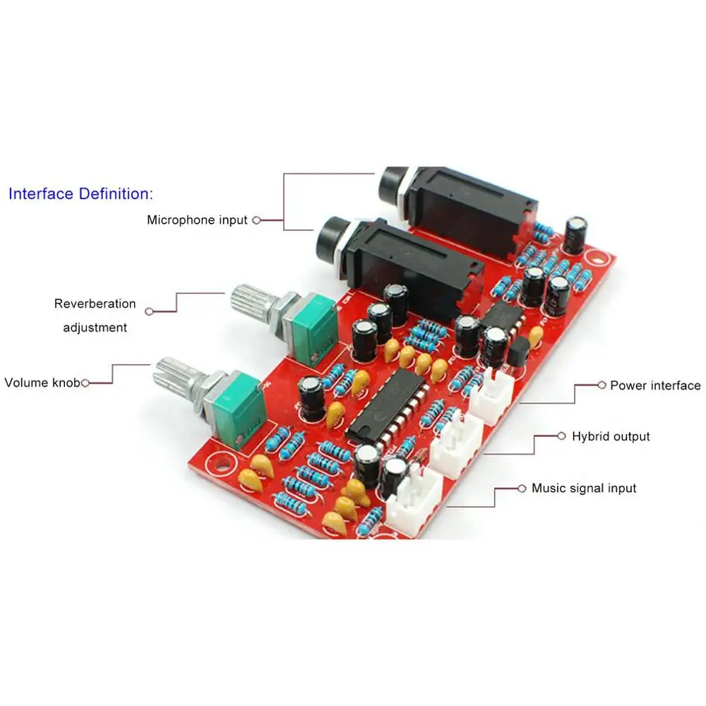 PT2399 цифровой микрофон усилитель доска караоке пластина реверберации предусилитель Reverberator набор компонентов NE5532 DC 12 V-24 V