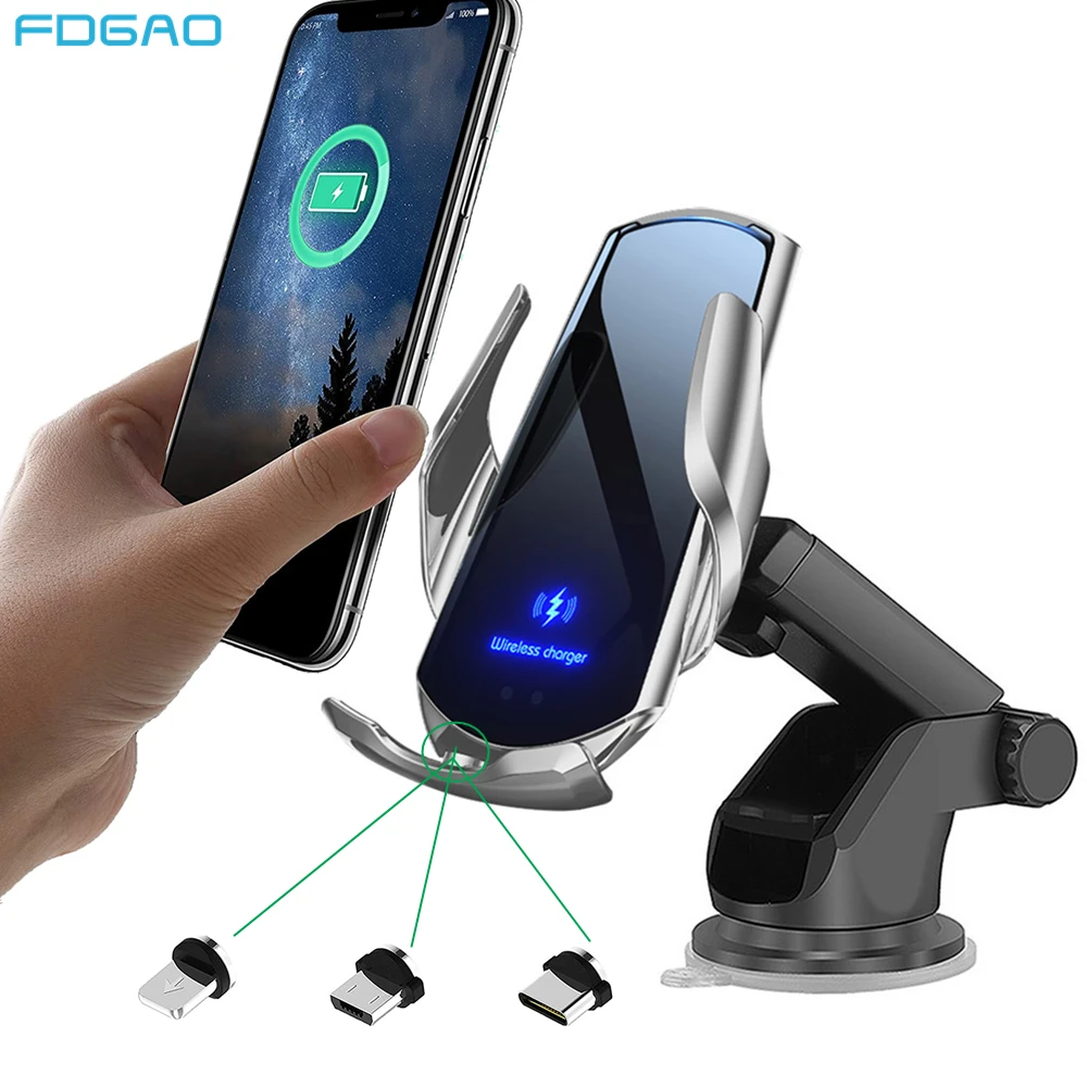 15W Qi Car Wireless Charger for iPhone 12 11 Pro XS XR X 8 Samsung S21 S20 S10 Huawei Xiaomi Magnetic USB Charging Phone Holder