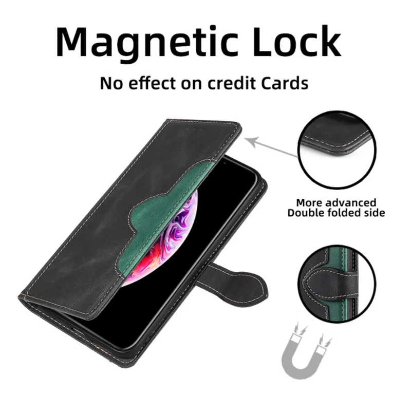 Leather Wallet Phone Case with Magnetic Book Flip Cover