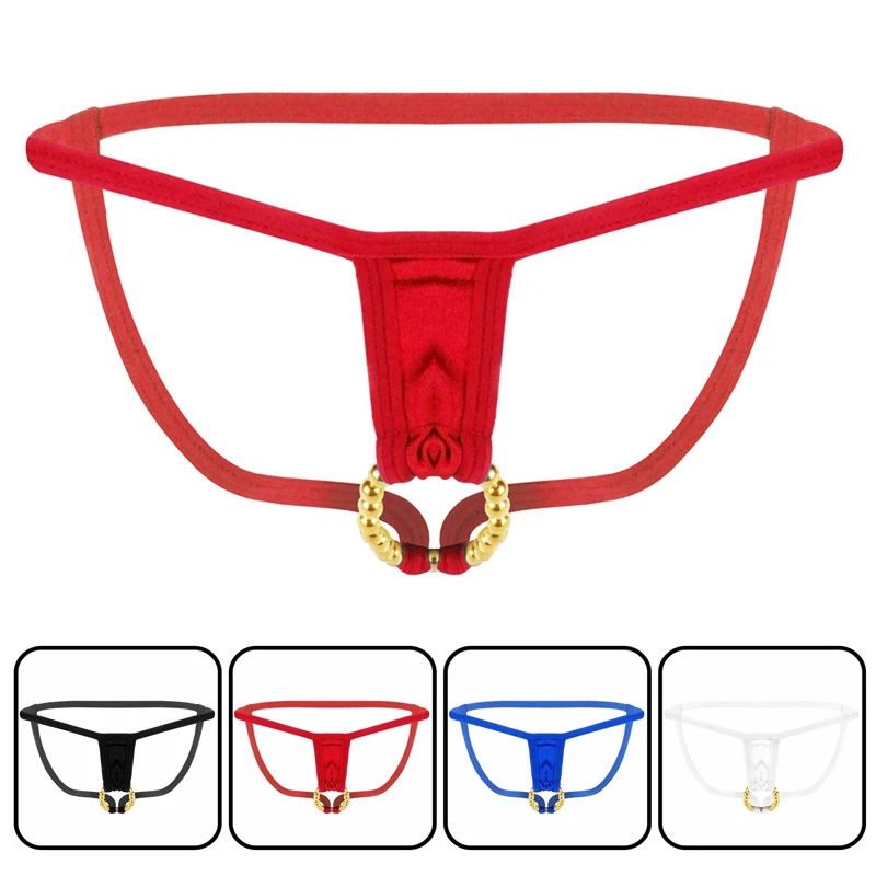 

2019 Sexy Gay Erotic Underwear for Men Gay Thong Homme Slip Beads Ring Mens Thongs and G Strings Cueca Super Hot jockstrap