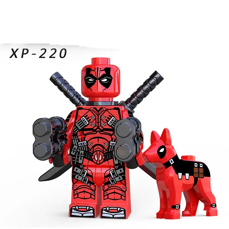 

Single Sale Deadpool with Dog Avengers Super Heroes DC Gwenpool Domino MiniFigure Building Bricks Learning Toys Kids Gift XP220
