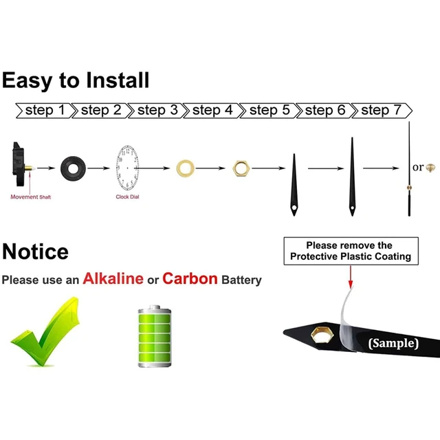 Movimento Orologio Al Quarzo 32mm Albero Lungo - Meccanismo Silenzioso Con Lancette - Foto 9