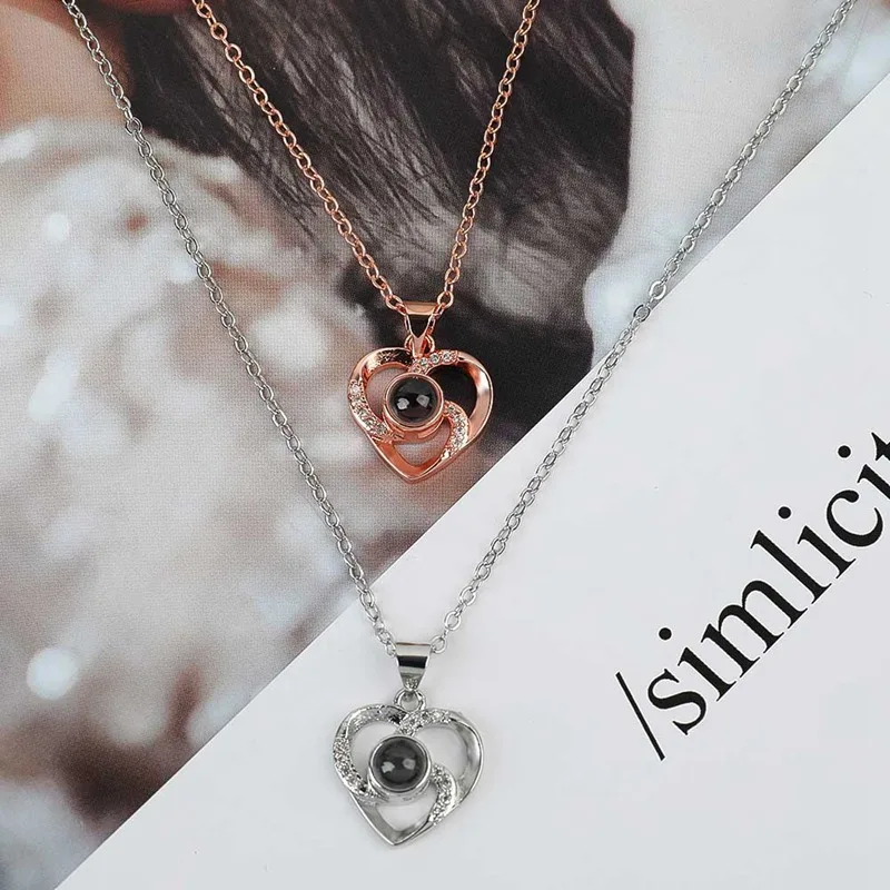 100 languages I love you Projection Pendant Necklace Romantic Love Memory Wedding Necklaces