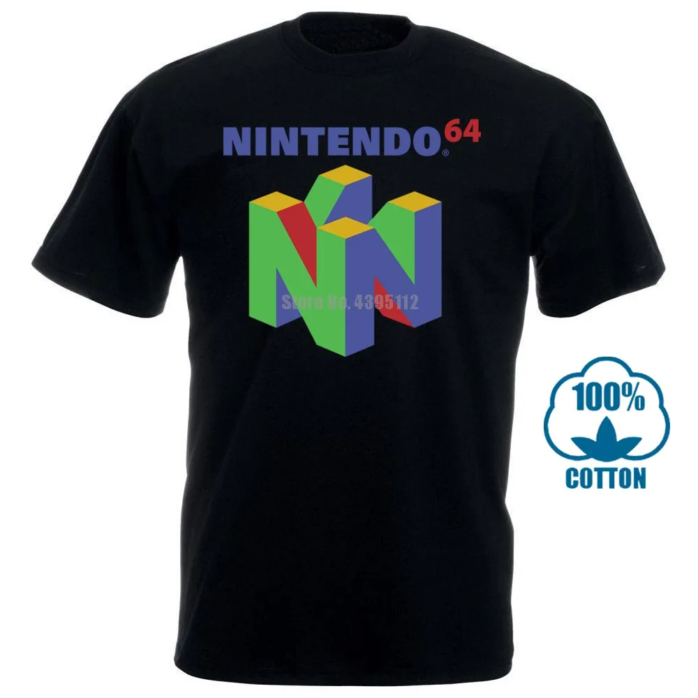 

Nintendo N64 Logo Apparel T Shirt L Black Casual Plus Size T Shirts Hip Hop Style Tops Tee S 2Xl Fashion T Shirt Brand