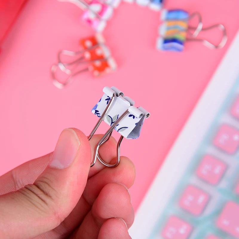 24 Pcs/lot Colorful Cute Metal Binder Clips Organizer Assorted Printing Style Paper Clips File Holder Photo Clamps 19CM