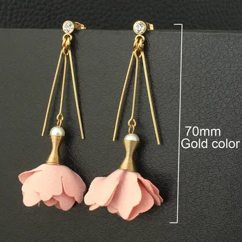 

Flower Drop Earrings Gold color Wholesale Fashion Simple Sweet Stainless Steel Jewelry For Temperament Woman EFAZAAAD