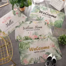 Розовый фламинго, зеленый коврик для растений, ковер, шелковое кольцо, коврик для двери, гостиничный зал, коврик для двери