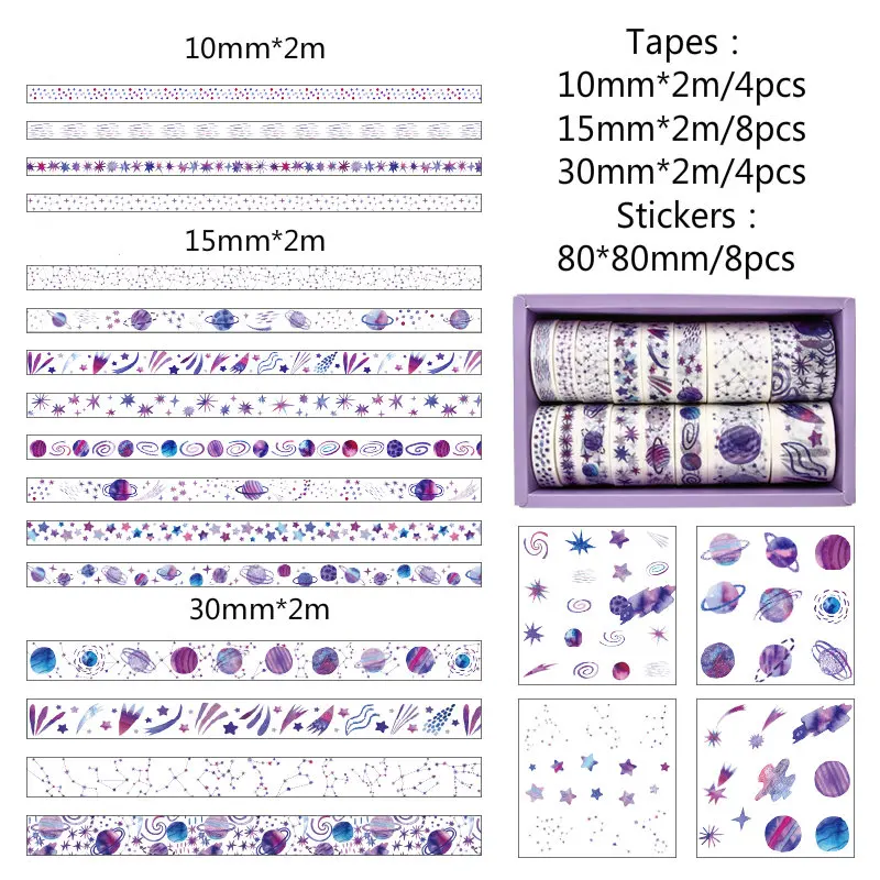 16+ 8 шт. Подарочный посылка звезда лес лента Стикеры Sakura ленты Скрапбукинг Washi наклейки с десертом изоляционная океан набор - Цвет: 1
