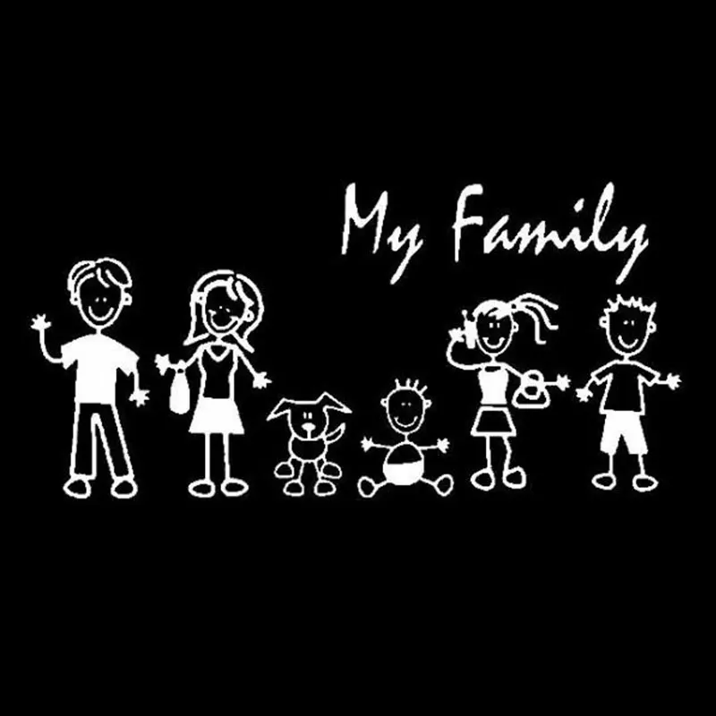 1 Pc 10*20cm Family Car Decal Window Sticker Stick Figure Kid Baby Cat