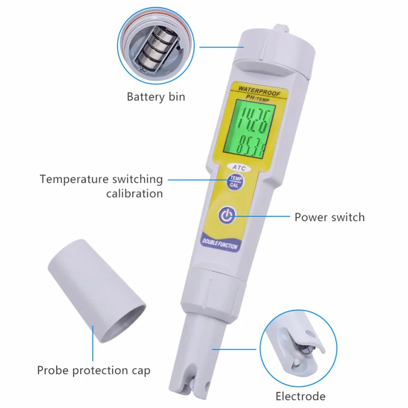 Профессиональный мини-рН-метр Автоматическая коррекция водонепроницаемый измеритель кислотности Ручка Тип качественный аналитический прибор с подсветкой