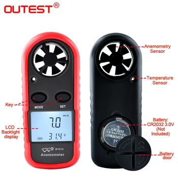 

Anemometers Handheld Wind Speed Meter Portable Wind Gauges Air Flow Thermometer with LCD Backlight for Windsurfing Kiteflying