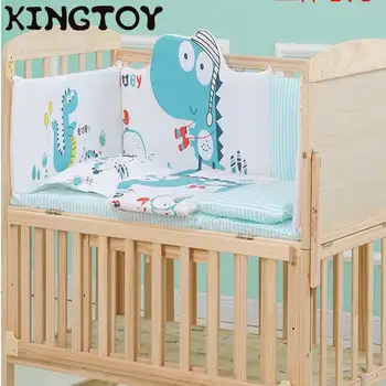 

Newborn Bedclothes Baby Bedding Set Cartoon Crib Bed Sheet Cotton Infant Room Bedclothes Include Pillow Bumpers Bed Mattress