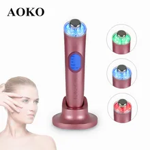 AOKO 3 in 1 Ultrasonic LED Photon Face Skin Rejuvenation Beauty Machine Ion Beauty Device Antiaging Anti Wrinkle Face Massage