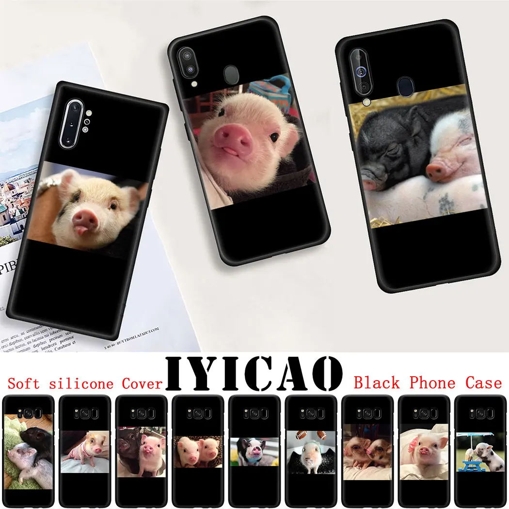 Soft silicone Cover for Samsung J7 Duo J4 J6 Prime A6 Plus A2 A3 A5 A7 A8 A9 J8 Black Phone Case Mini pig | Мобильные телефоны и