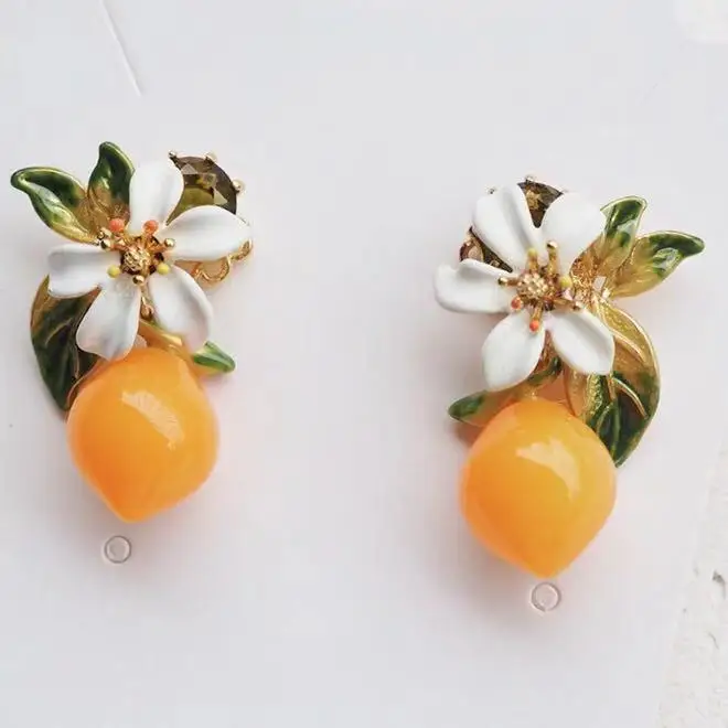 Ручной работы Эмаль Цветок Фрукты женские серьги гвоздики ювелирные изделия для вечерние