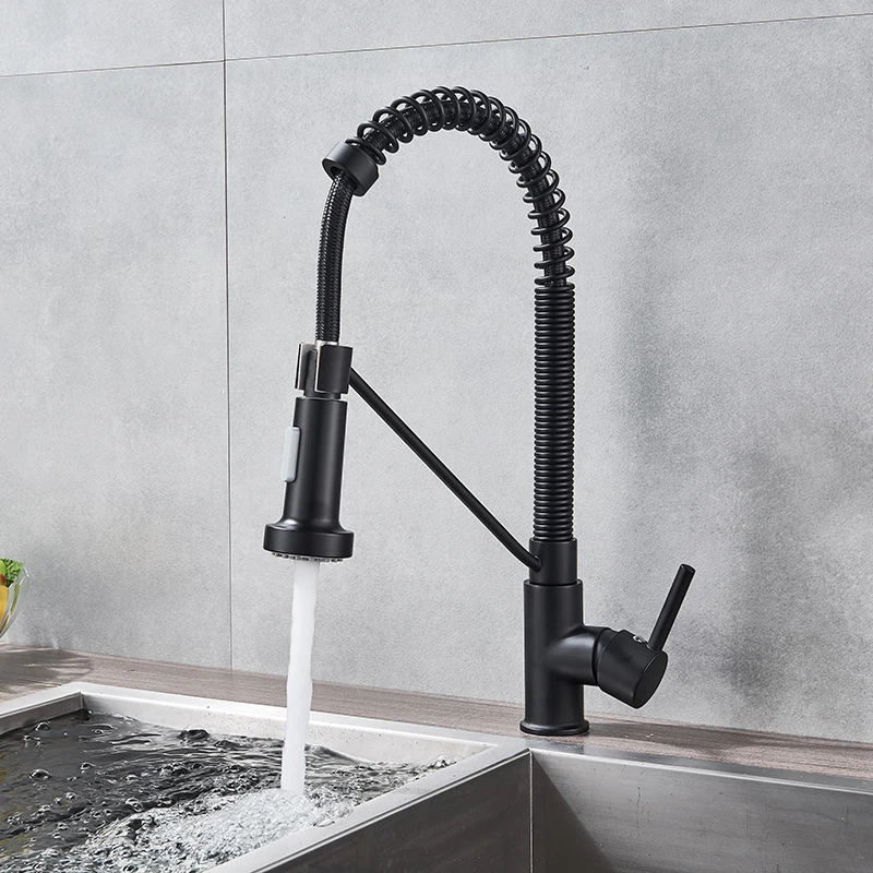 Chrome/ Black Style Kitchen Spring Faucet Pull Down Faucet Single Handle Water Mixer Tap 360 Rotation Kitchen Water Mixer Tap