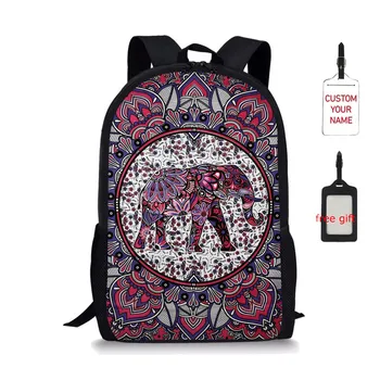

Traditional Elephant Pattern Large Capacity School Bags For Women Multifunctional Backpacks Students Bookbags Custom Name Lebal
