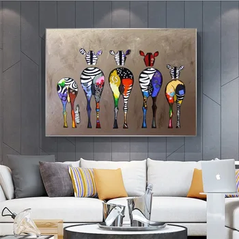 

Abstract Zebra Oil Painting on Canvas Posters and Prints On The Wall Cuadros Wall Art Pictures For Living Room Home Decor