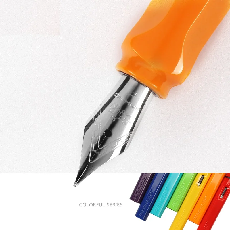 

JINHAO Multi Color Stainless Steel Fountain Pen 0.55mm Fine Nib Pens Signature Calligraphy Writing Office School Supplies H6640
