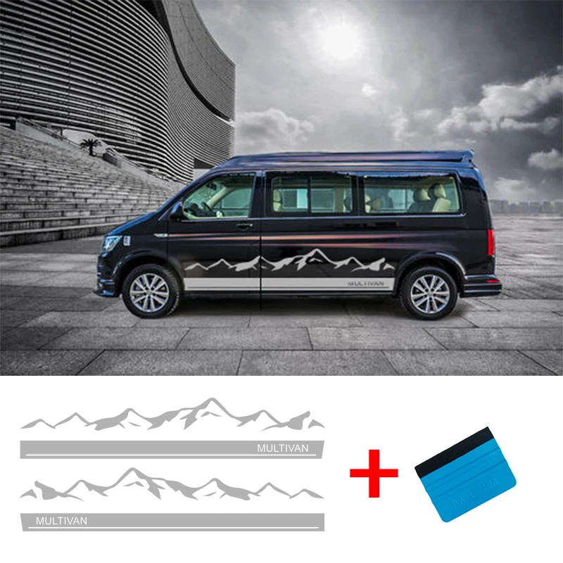 

2 PCS Car Vinyl Side Stripes Stickers Auto Graphics Decals For Volkswagen T5 T6 Buick GL8