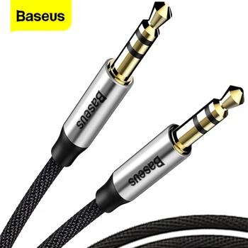 Cable Jack de Audio Baseus de 3,5mm, Cable auxiliar de Audio macho a macho de 3,5mm para auriculares de coche Samsung S10, altavoz Línea alámbrica Cable auxiliar