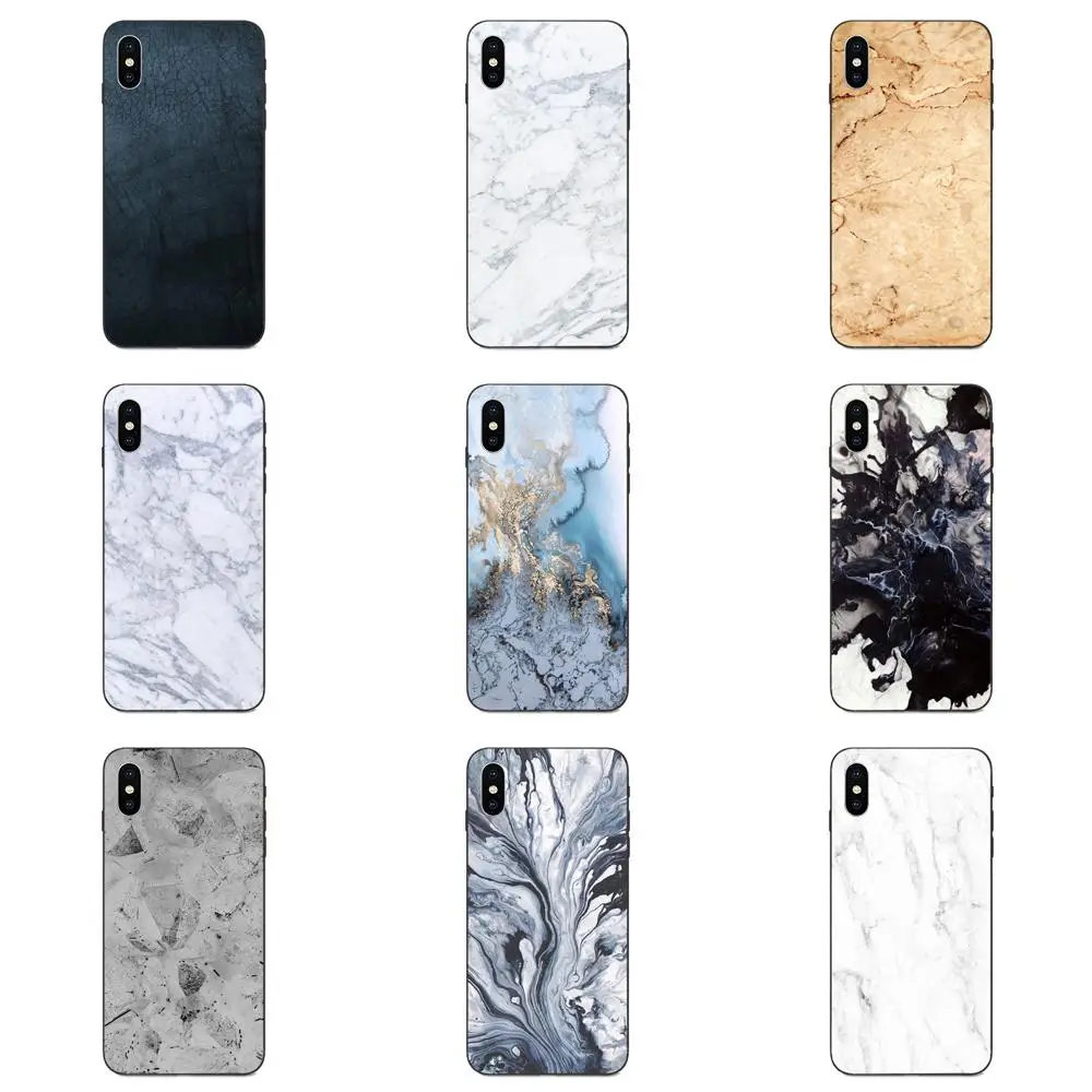 Carrara итальянский мрамор Coque Shell Черный корпус чехол для телефона Apple iPhone X XS Max XR 4 4S 5