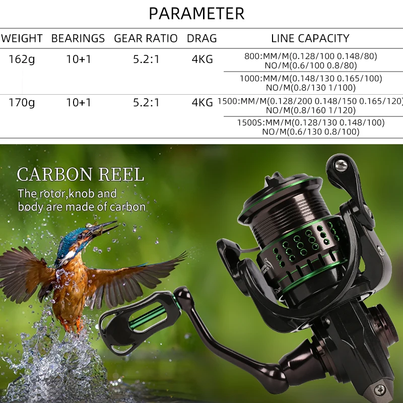 Новинка спиннинговая катушка TSURINOYA Kingfisher 800/1000/1500/1500S 162 г сверхсветильник вес 10 + 1