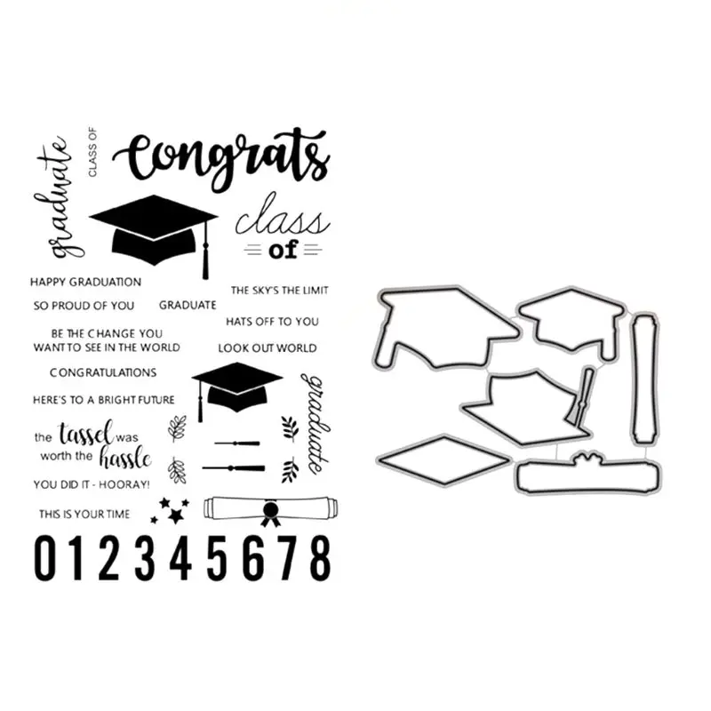 

DIY Cutting Dies Stencil + Clear Rubber Stamps for Scrapbooking Embossing Paper Card Decor (Cutting Dies + Clear Stamp Seal)
