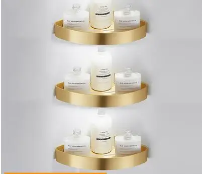 3 tier brushed gold Tuqiu угловая полка настенный алюминиевый мыльница для ванной комнанты полка для ванной и душа матовый золотой шампунь для ванной держатель корзины держатель - Цвет: 3 tier brushed gold