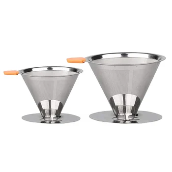 

HOT SALE 2 Pack Reusable Coffee Filter Stainless Steel Holder Mesh Funnel Baskets Coffee Filters Dripper Drip Coffee Filter Cup