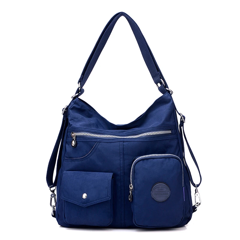 3 в 1, женские сумки, многофункциональный рюкзак, сумка на плечо, нейлоновая ткань, сумка-тоут, многоразовая сумка для покупок, Женская дорожная сумка, сумка через плечо - Цвет: Navy-blue