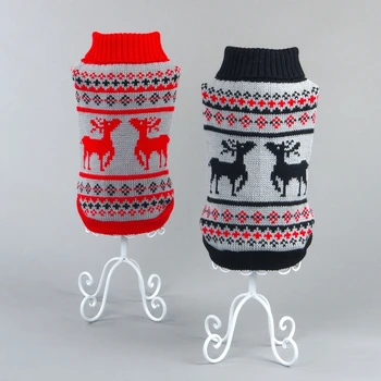 

Elk pattern turtleneck pet sweater cat and dog clothes pet dog sweater dog Christmas Easter clothes winter clothes