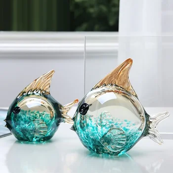 

Nordic Crystal Kiss Fish Statue Luxurious Animal Art Sculpture Handwork Glass Craft Modern Home Decorations Ornament R4710