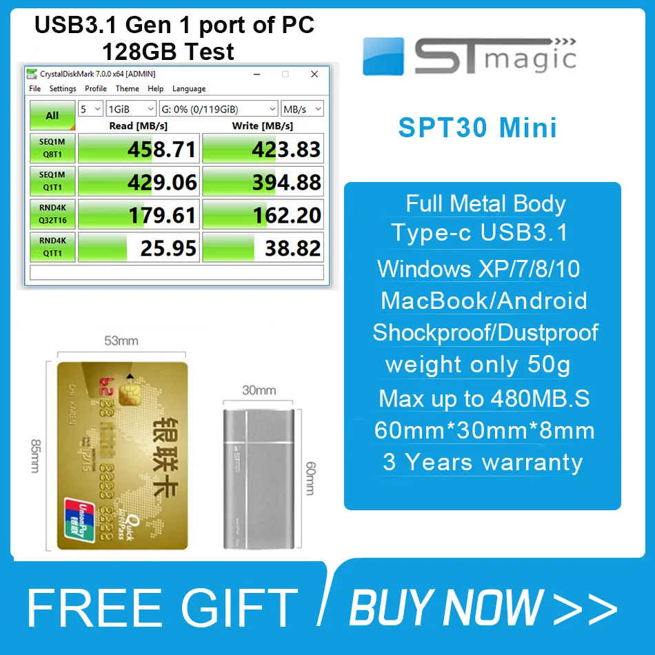 Stmagic SPT30 ̴ ޴ SSD Gen1 USB3.1 TYPE-C ̽ 128GB 256GB 512GB 1 ׶Ʈ  duro externo Macbook Ʈ 