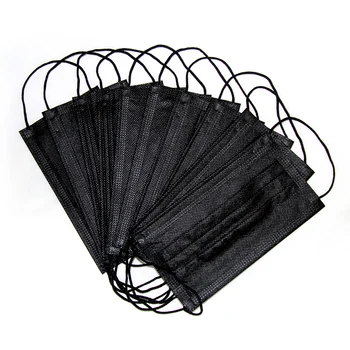 

50PCS Black Disposable Masks Non-Woven Melt-blown Fabric Masks 3-Layer Face Mouth Mask Anti-dust Breathable Mask Upgrade Version
