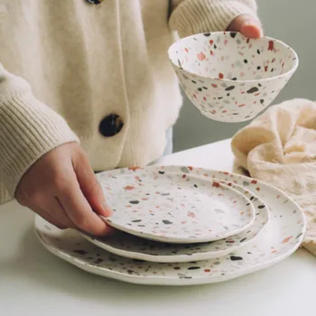 

Ceramic Tableware European Dishes Set Home Kitchen Tableware Saucer Plate Creative Dinner Plate Rice Bowl