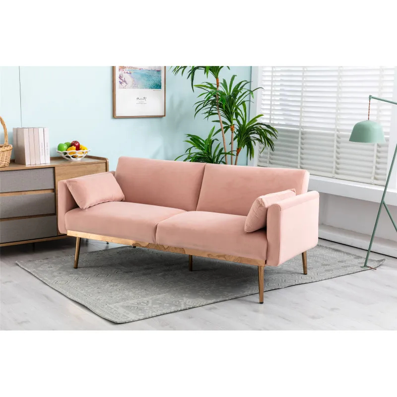 Convertible Futon Sofa Bed,velvet Sofa Modern Recliner Accent Sofa Loveseat Sofa With Rose Gold Metal Feet For Living Room - Living Room Sofas - AliExpress