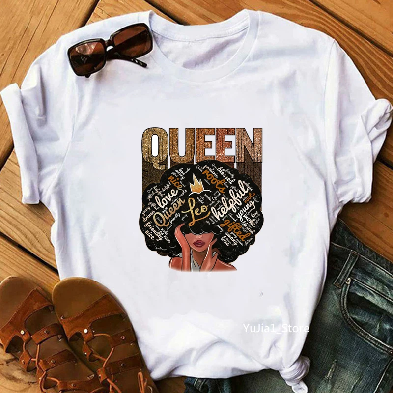 Kampf Brustkrebs Schwarz Königin Mädchen Druck Magische T-Shirt Frauen Mode Dope Gebildete Melanin Shirt Sommer Top Weibliche Kleidung – Detail 27