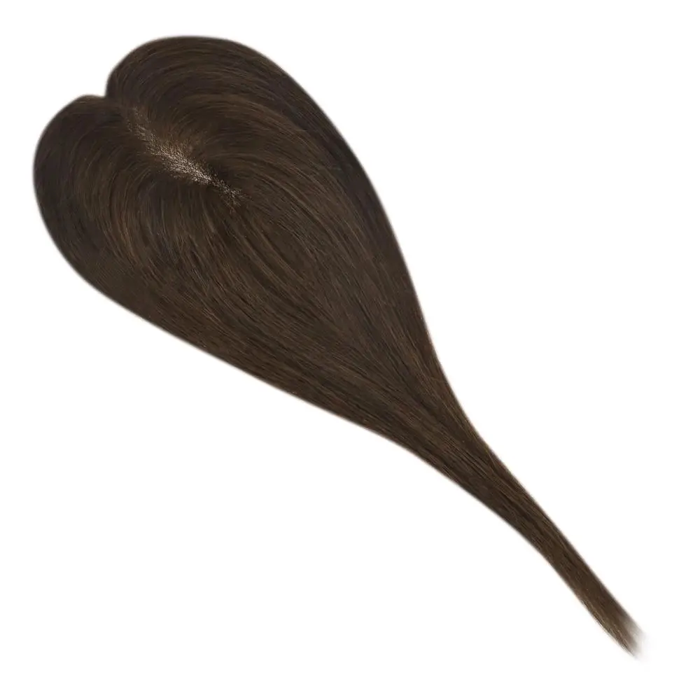 VeSunny Корона шиньон моно основа Топпер настоящие человеческие волосы ручной работы парик с 3 клипсами 2x6 дюймов сплошной цвет черный коричневый Blodne