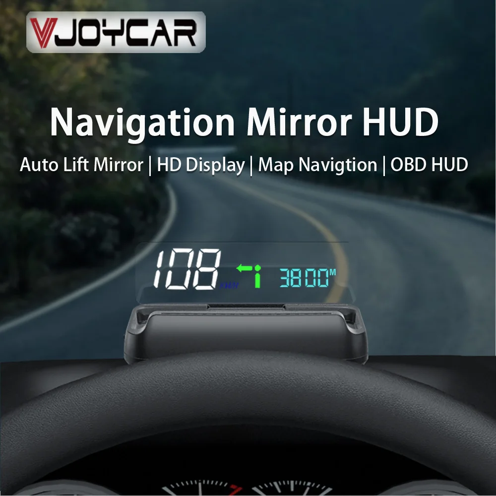 Vjoycar MX40 Plus Navigation HUD HD Auto Mirror Display RPM Speed Projector Clock Oil Consumption Auto Mirror ON & OFF Smart APP
