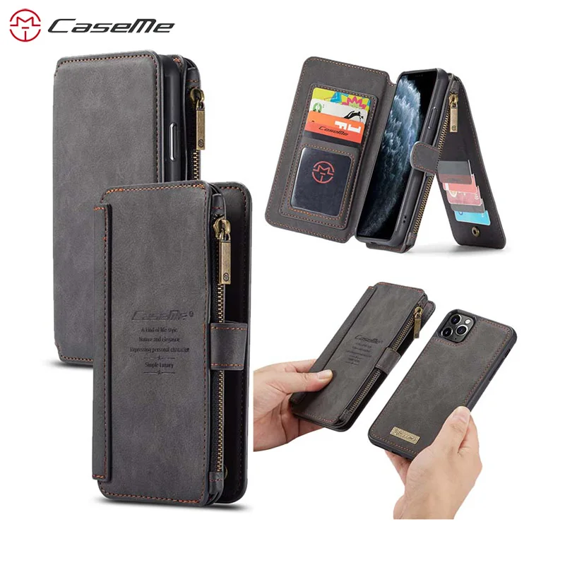 

For iPhone 11 11 Pro Wallet Case CaseMe Vintage Leather Flip Book Style Phone Bags for iPhone 11 Pro MAX Coque