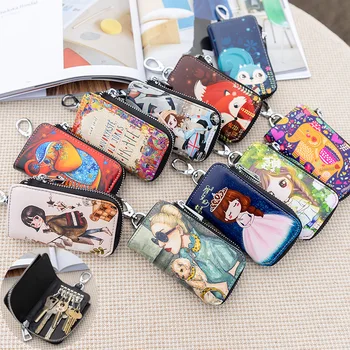 

Fashion Casual Car Key Wallet Key Case for Car Key Chains Cover New Lovely zipper Key holder