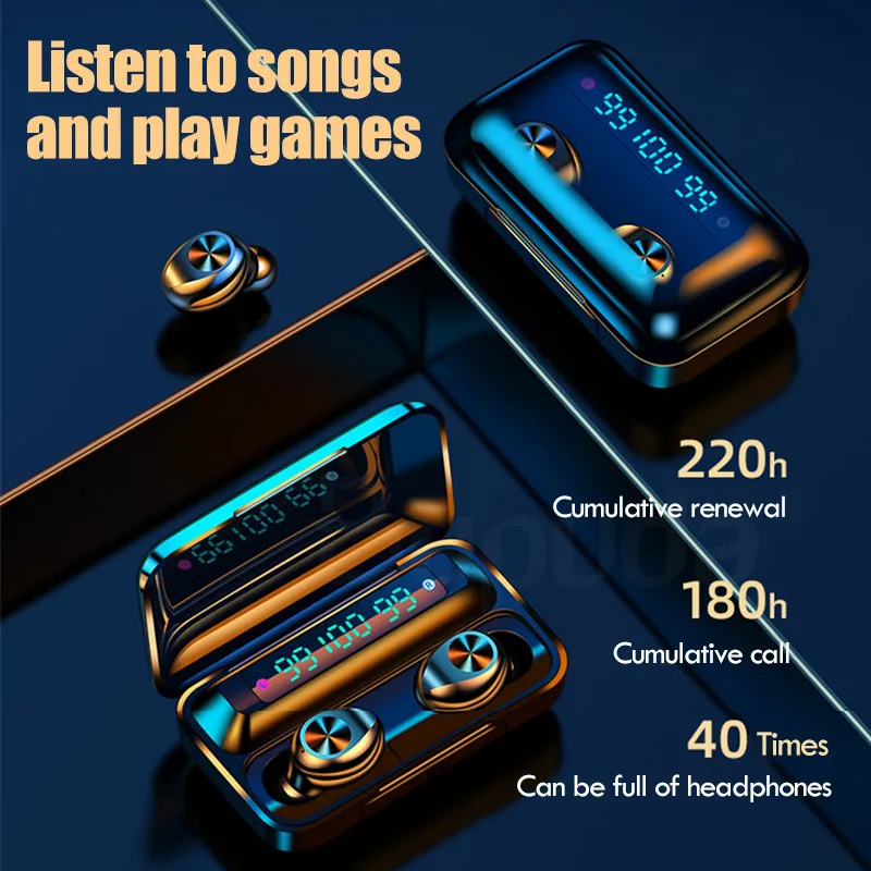 Bluetooth V5 0 Earphones Wireless Headphones With Microphone Sports Waterproof Headsets 2200mAh Charging Box For iPhone Android
